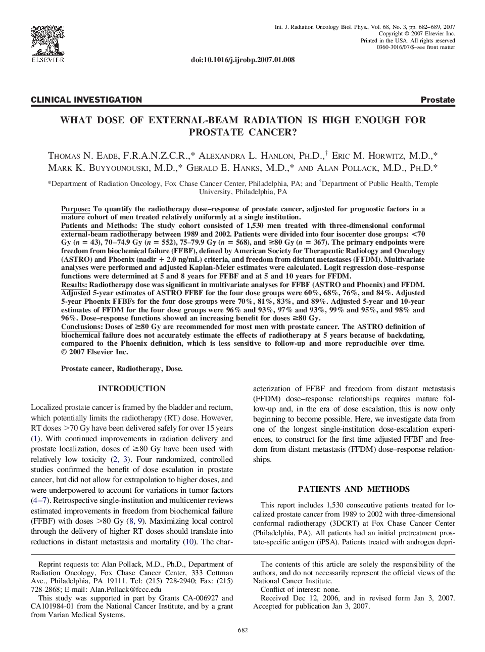 What Dose of External-Beam Radiation is High Enough for Prostate Cancer?