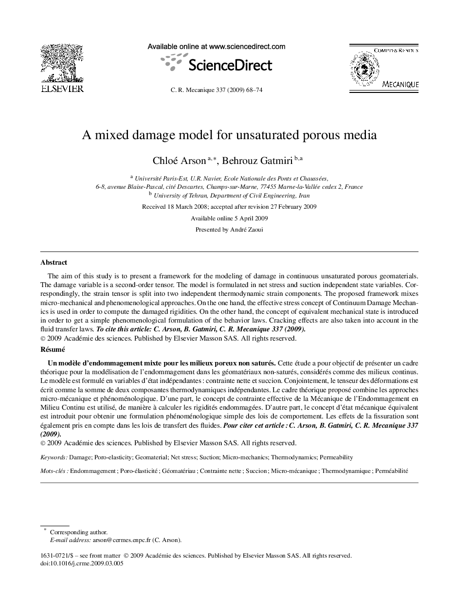 A mixed damage model for unsaturated porous media