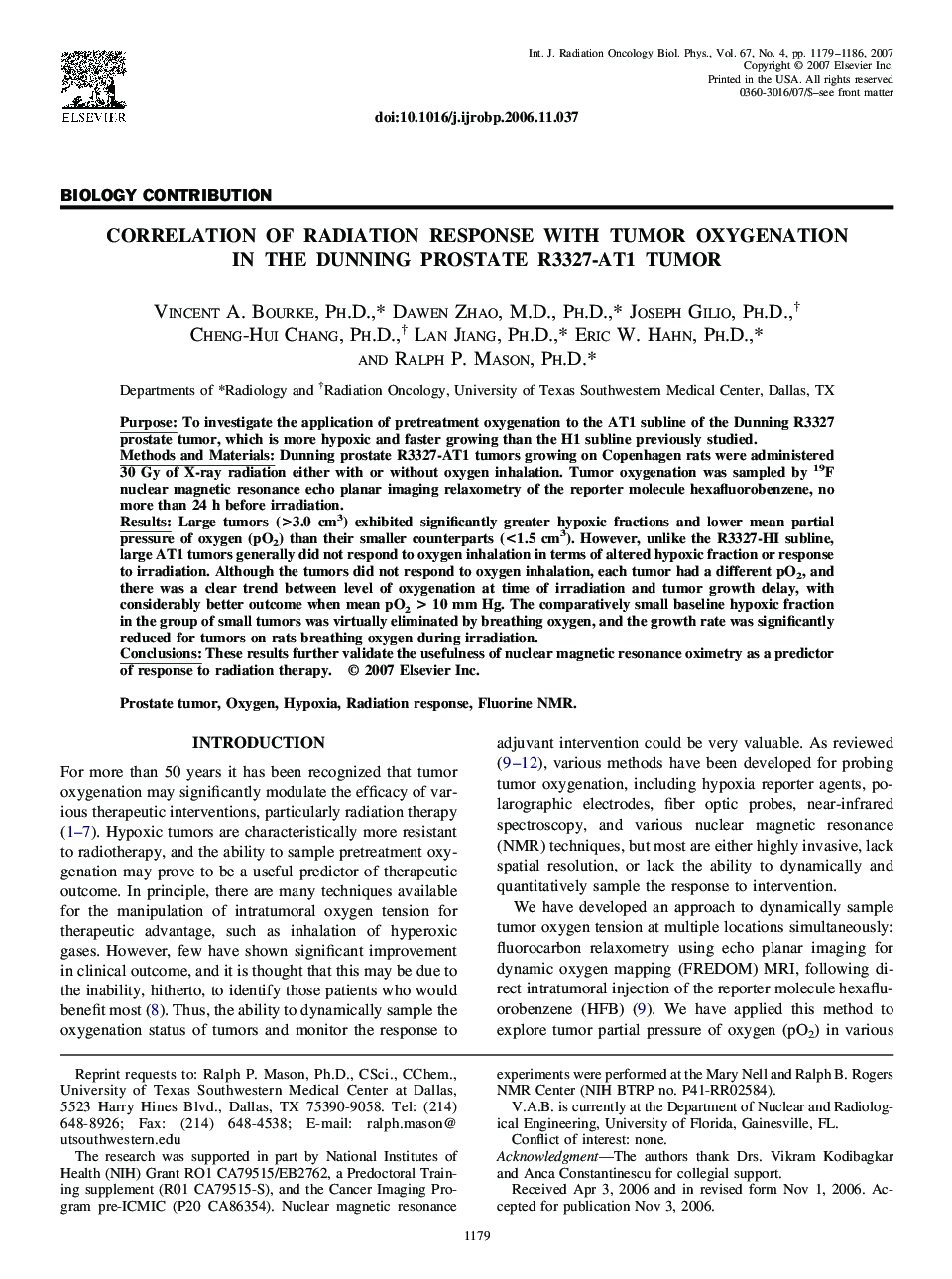 Correlation of radiation response with tumor oxygenation in the Dunning prostate R3327-AT1 tumor