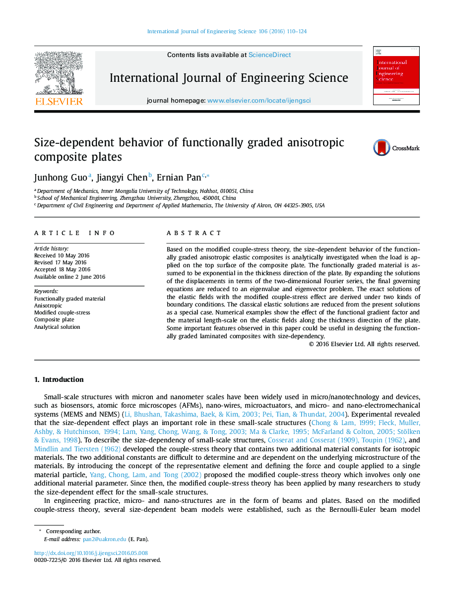 Size-dependent behavior of functionally graded anisotropic composite plates