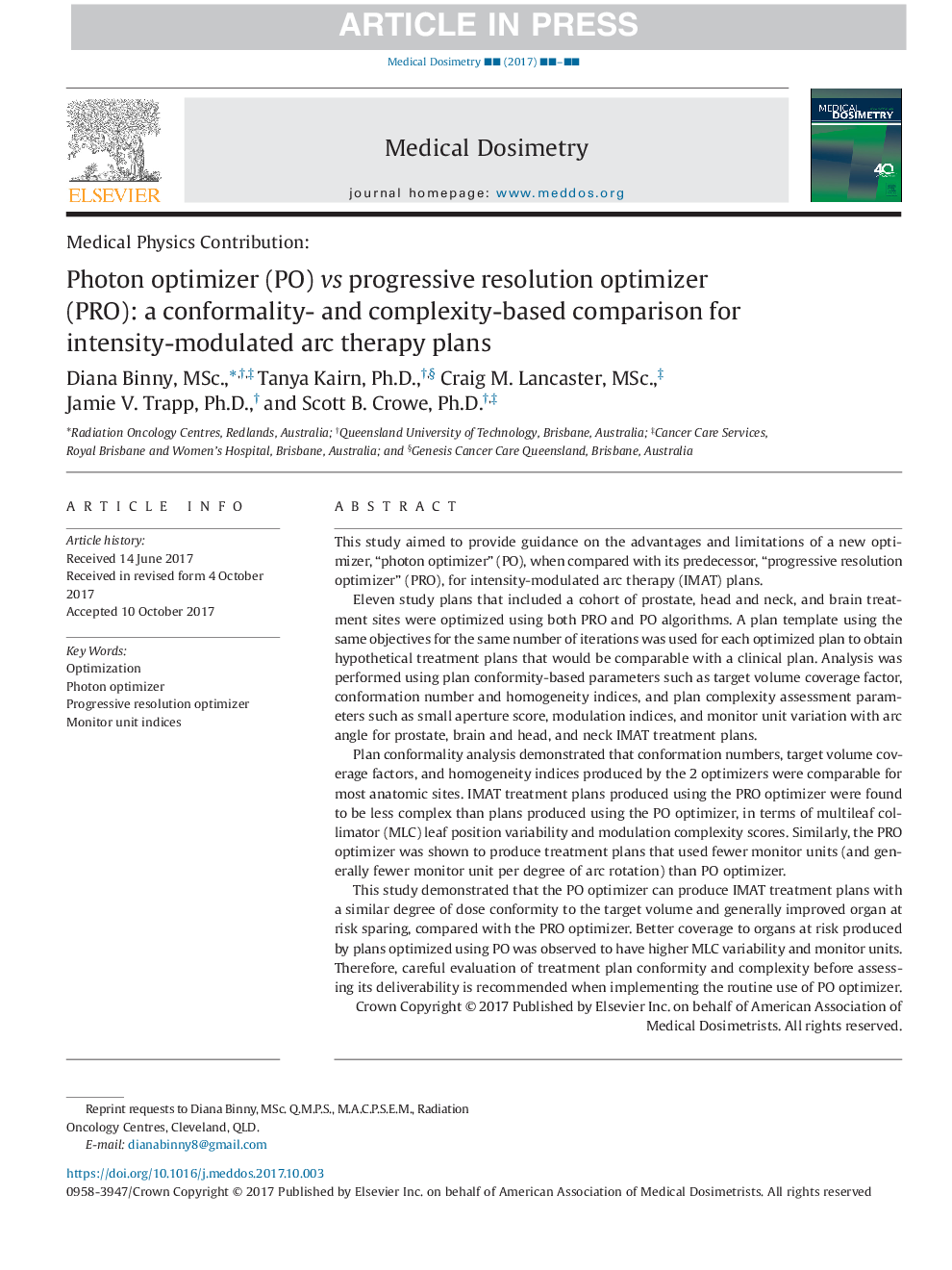 Photon optimizer (PO) vs progressive resolution optimizer (PRO): a conformality- and complexity-based comparison for intensity-modulated arc therapy plans