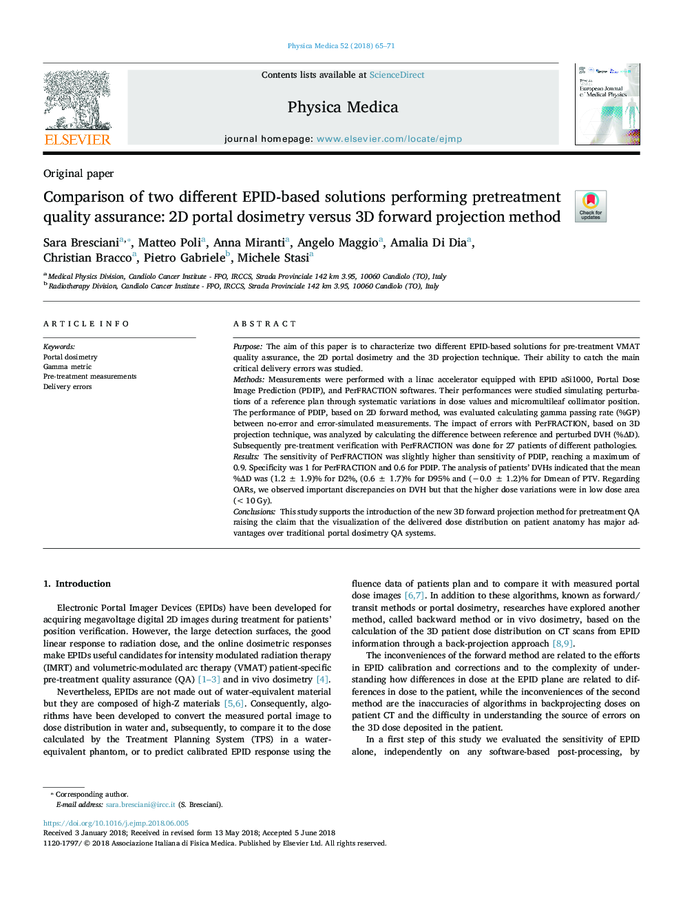 Comparison of two different EPID-based solutions performing pretreatment quality assurance: 2D portal dosimetry versus 3D forward projection method