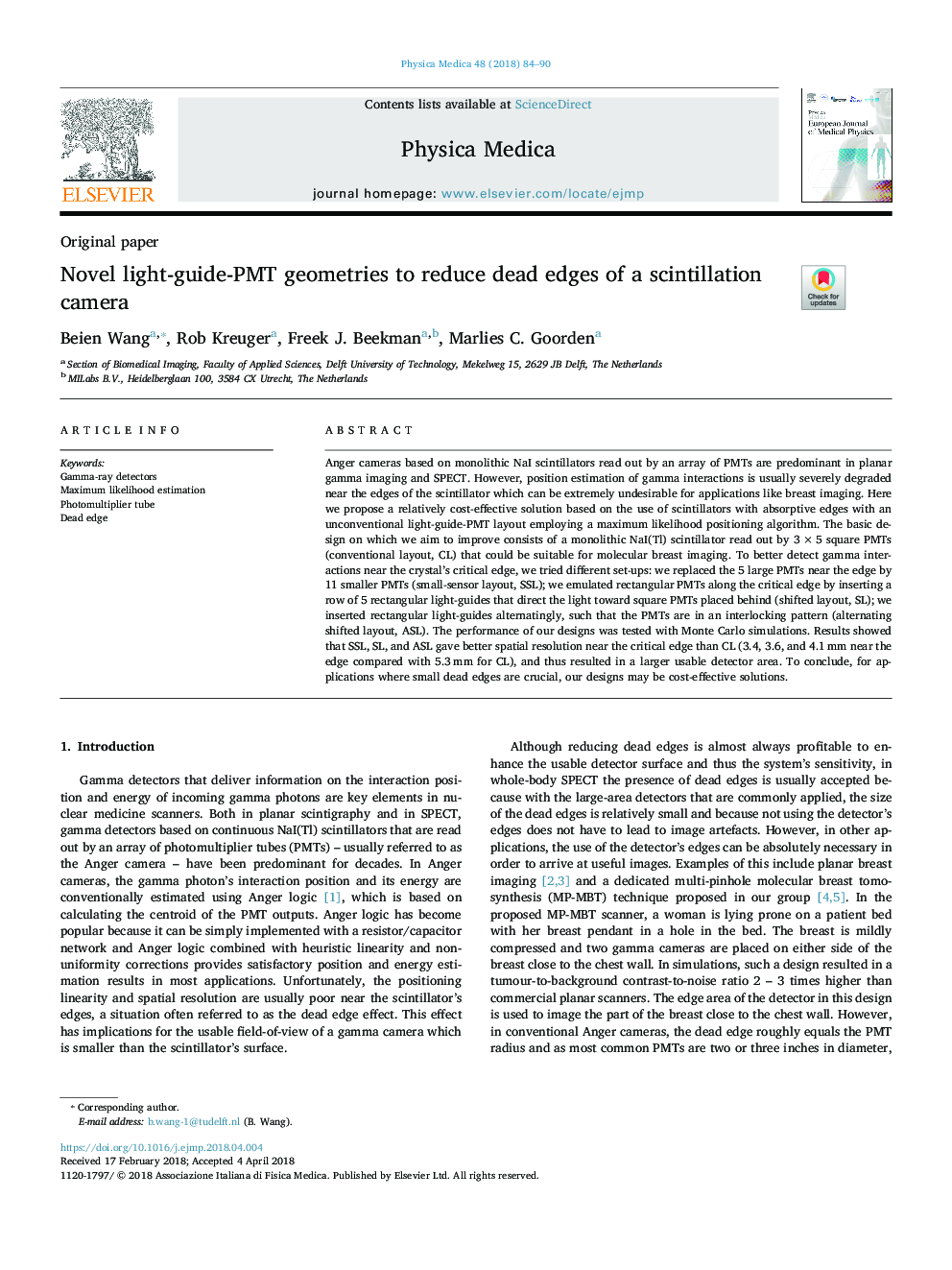 Novel light-guide-PMT geometries to reduce dead edges of a scintillation camera