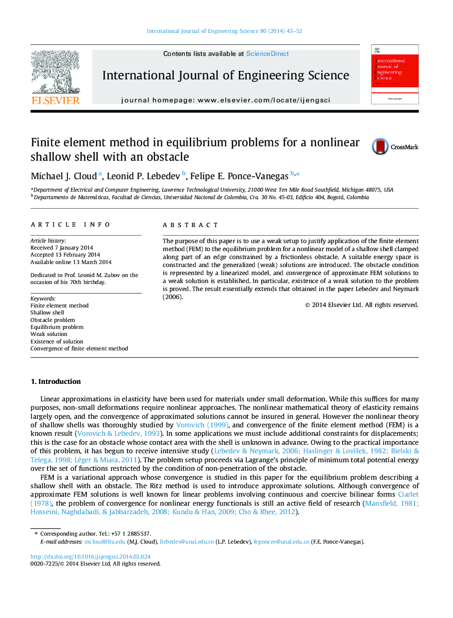 Finite element method in equilibrium problems for a nonlinear shallow shell with an obstacle