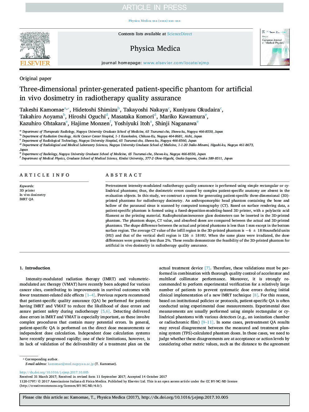 Three-dimensional printer-generated patient-specific phantom for artificial in vivo dosimetry in radiotherapy quality assurance