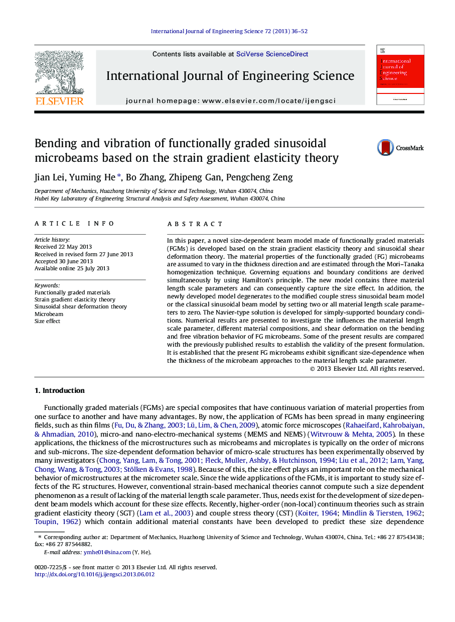 Bending and vibration of functionally graded sinusoidal microbeams based on the strain gradient elasticity theory