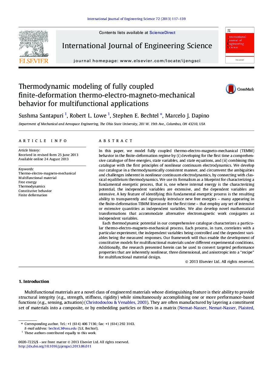 Thermodynamic modeling of fully coupled finite-deformation thermo-electro-magneto-mechanical behavior for multifunctional applications