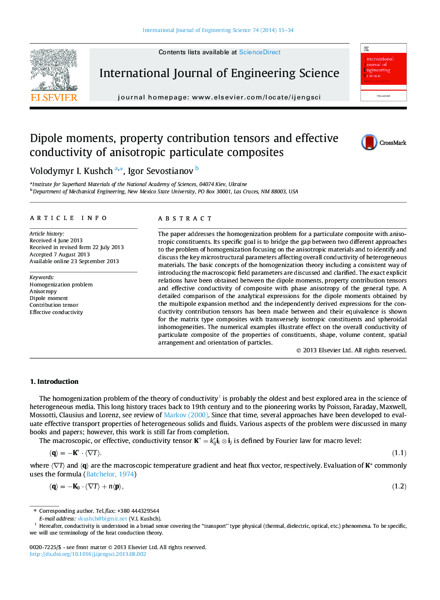 Dipole moments, property contribution tensors and effective conductivity of anisotropic particulate composites