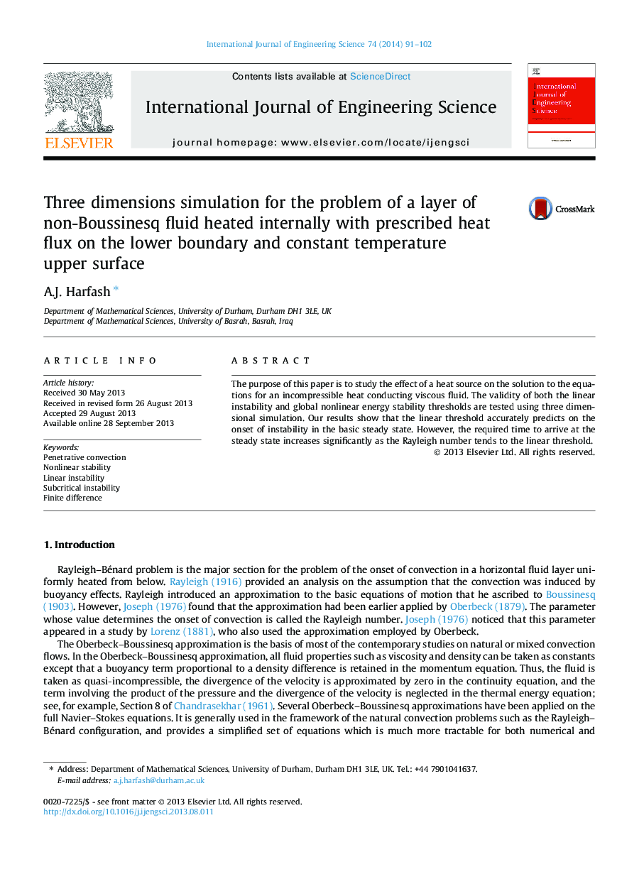 Three dimensions simulation for the problem of a layer of non-Boussinesq fluid heated internally with prescribed heat flux on the lower boundary and constant temperature upper surface