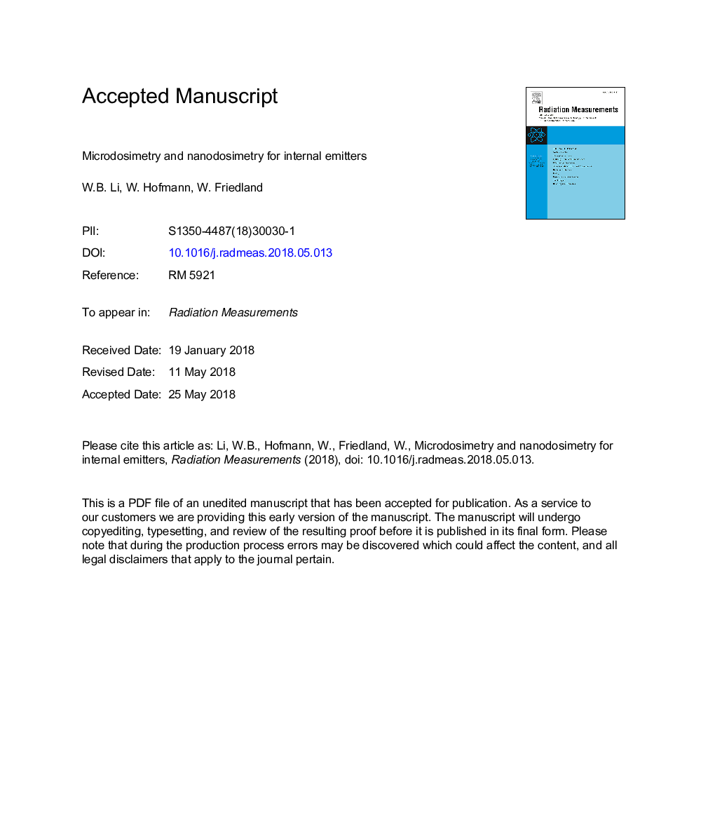 Microdosimetry and nanodosimetry for internal emitters