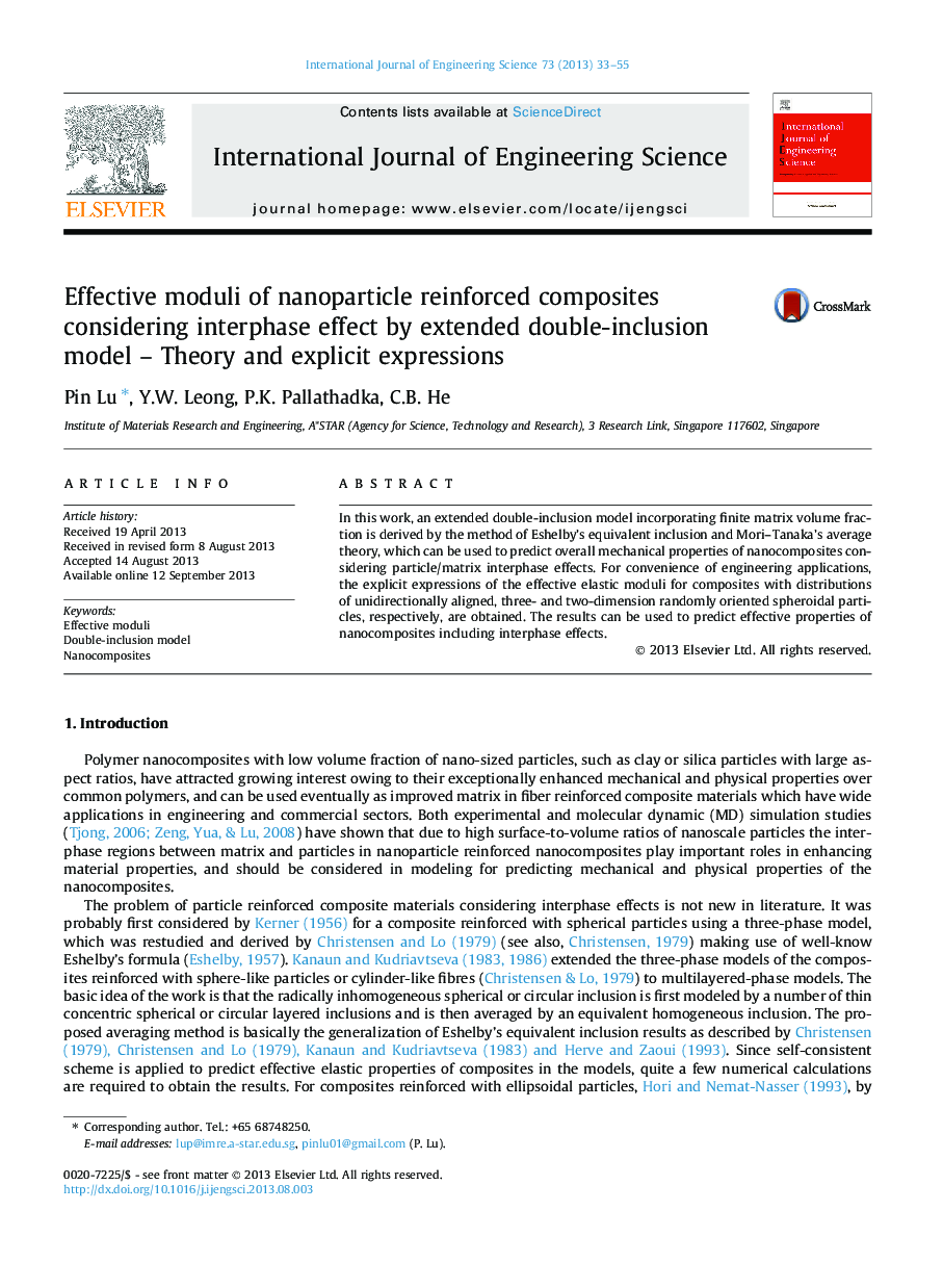 Effective moduli of nanoparticle reinforced composites considering interphase effect by extended double-inclusion model – Theory and explicit expressions