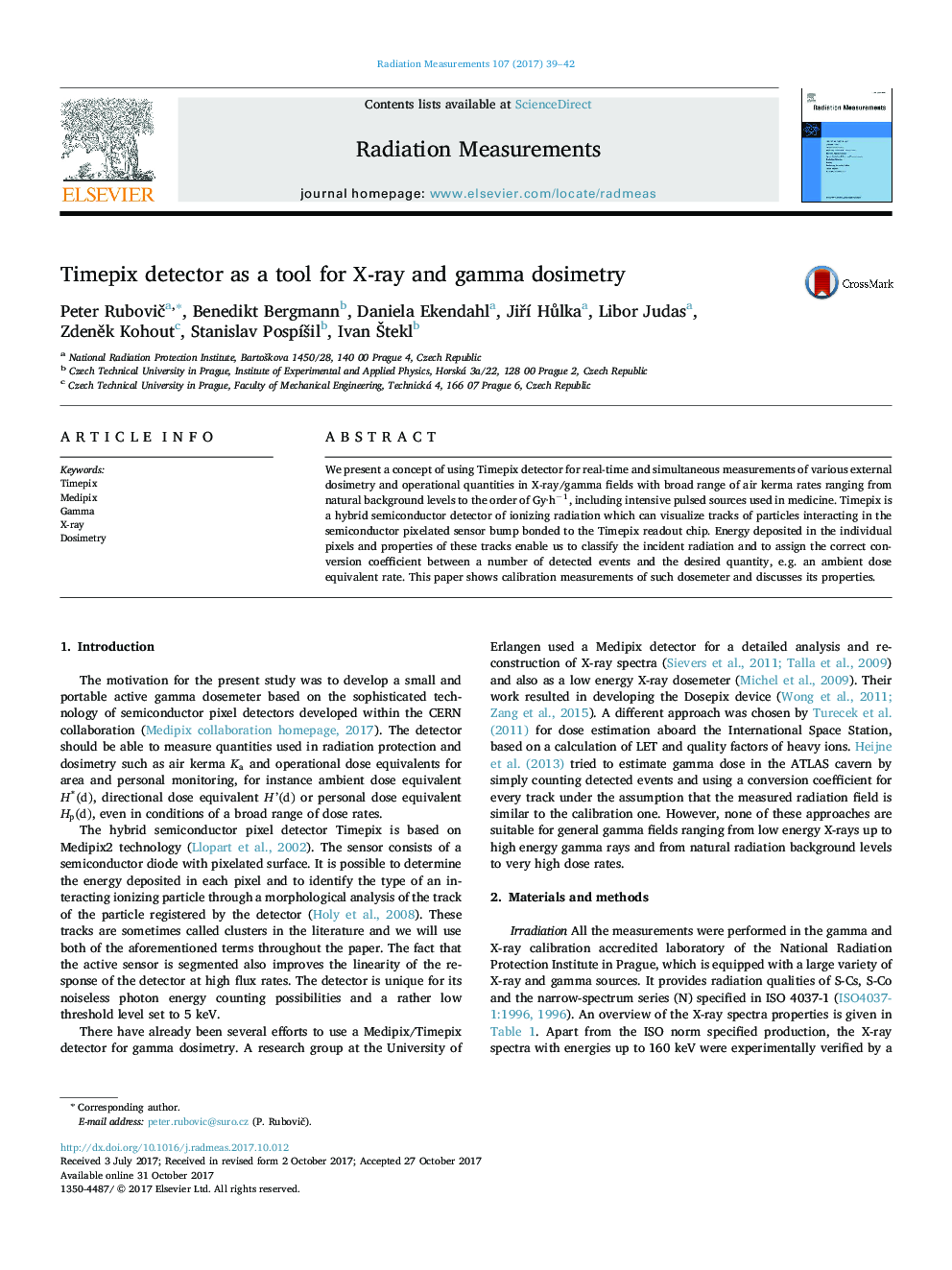 Timepix detector as a tool for X-ray and gamma dosimetry