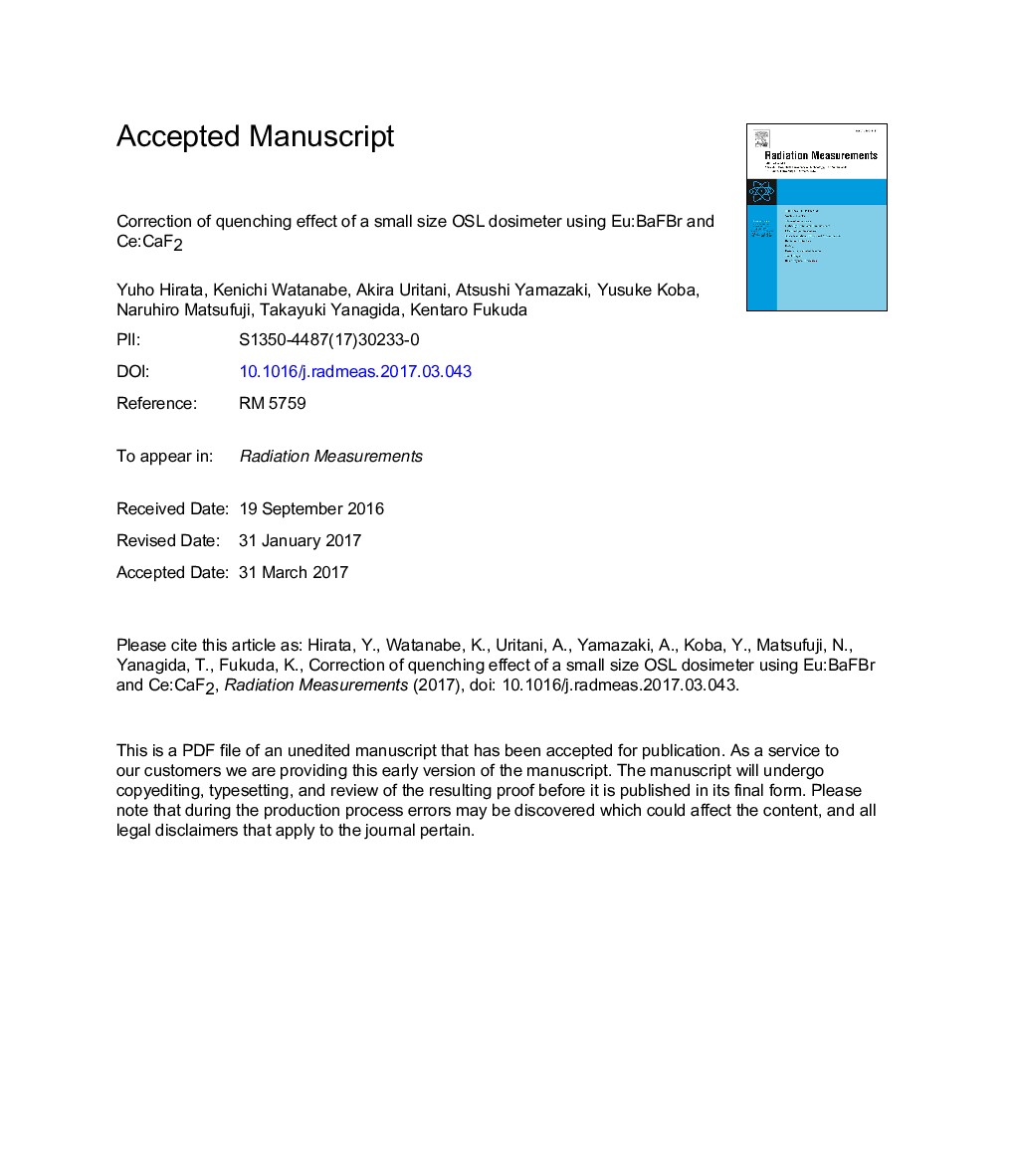 Correction of quenching effect of a small size OSL dosimeter using Eu:BaFBr and Ce:CaF2