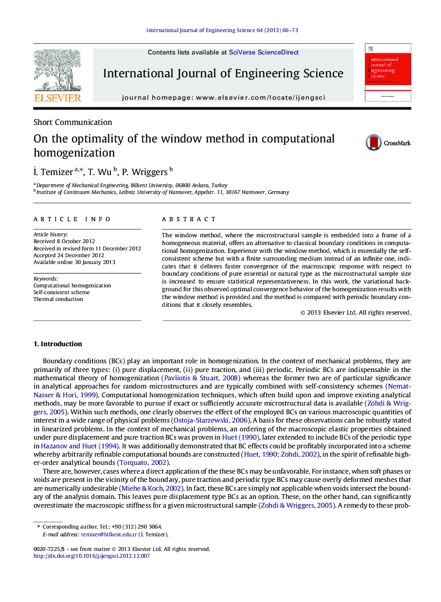 On the optimality of the window method in computational homogenization