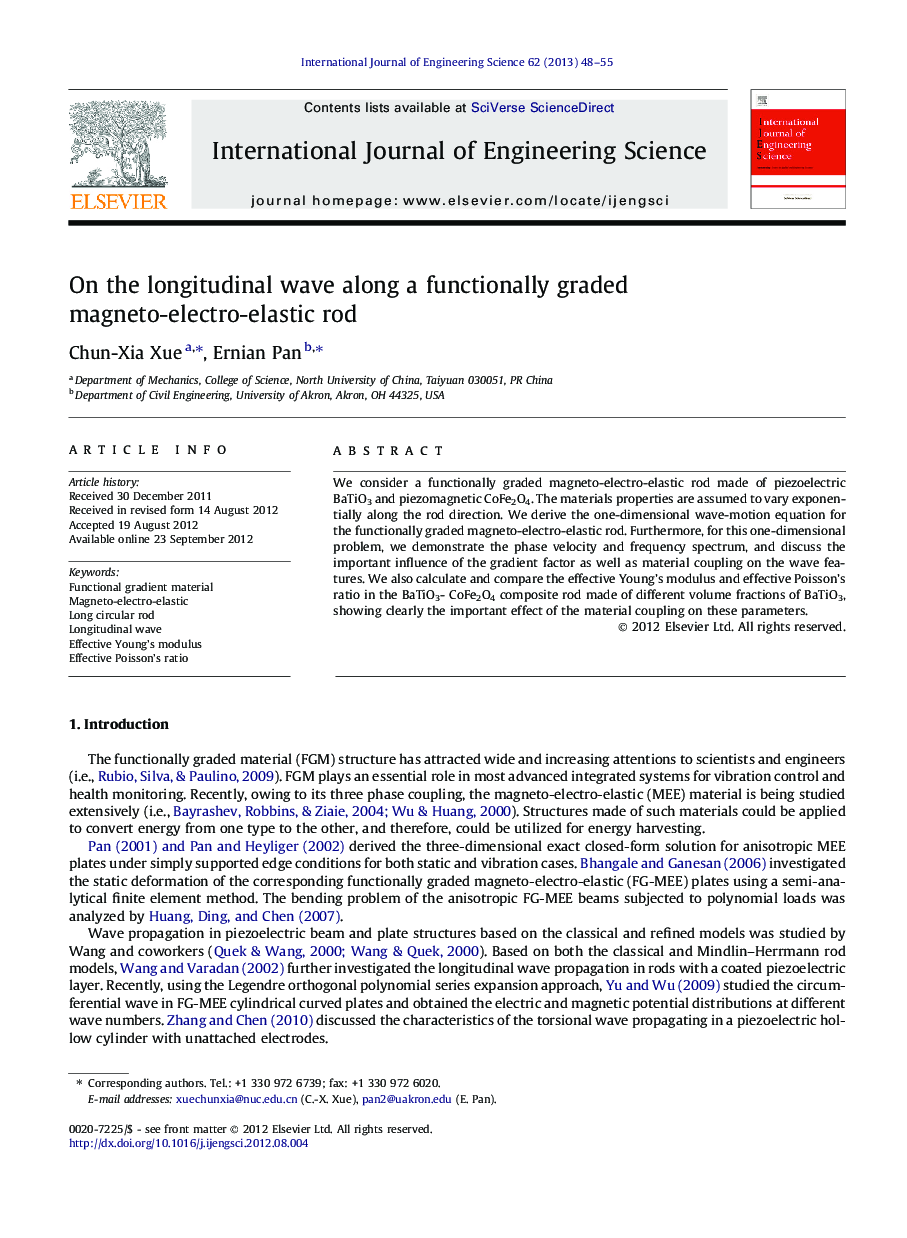 On the longitudinal wave along a functionally graded magneto-electro-elastic rod