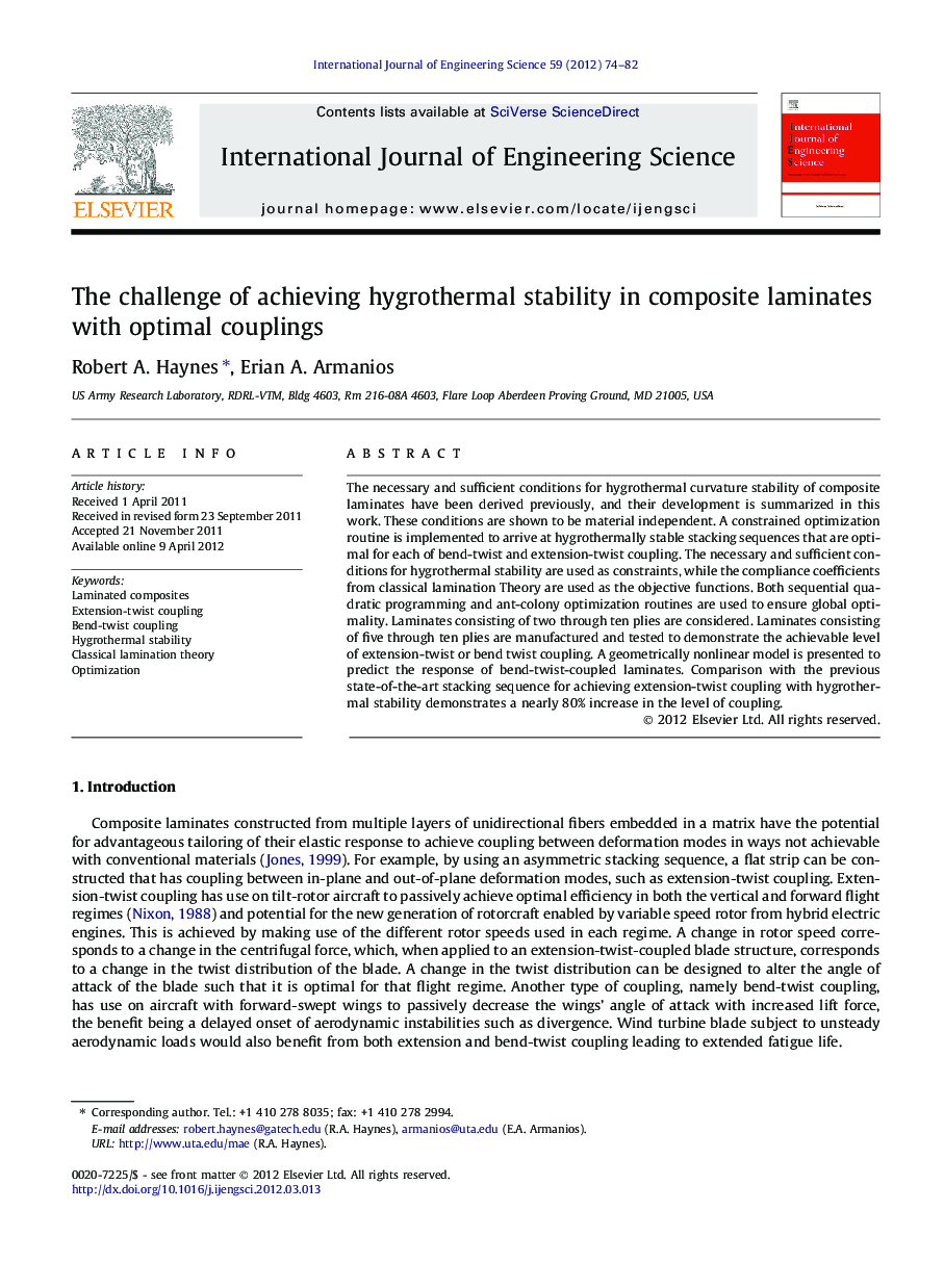 The challenge of achieving hygrothermal stability in composite laminates with optimal couplings