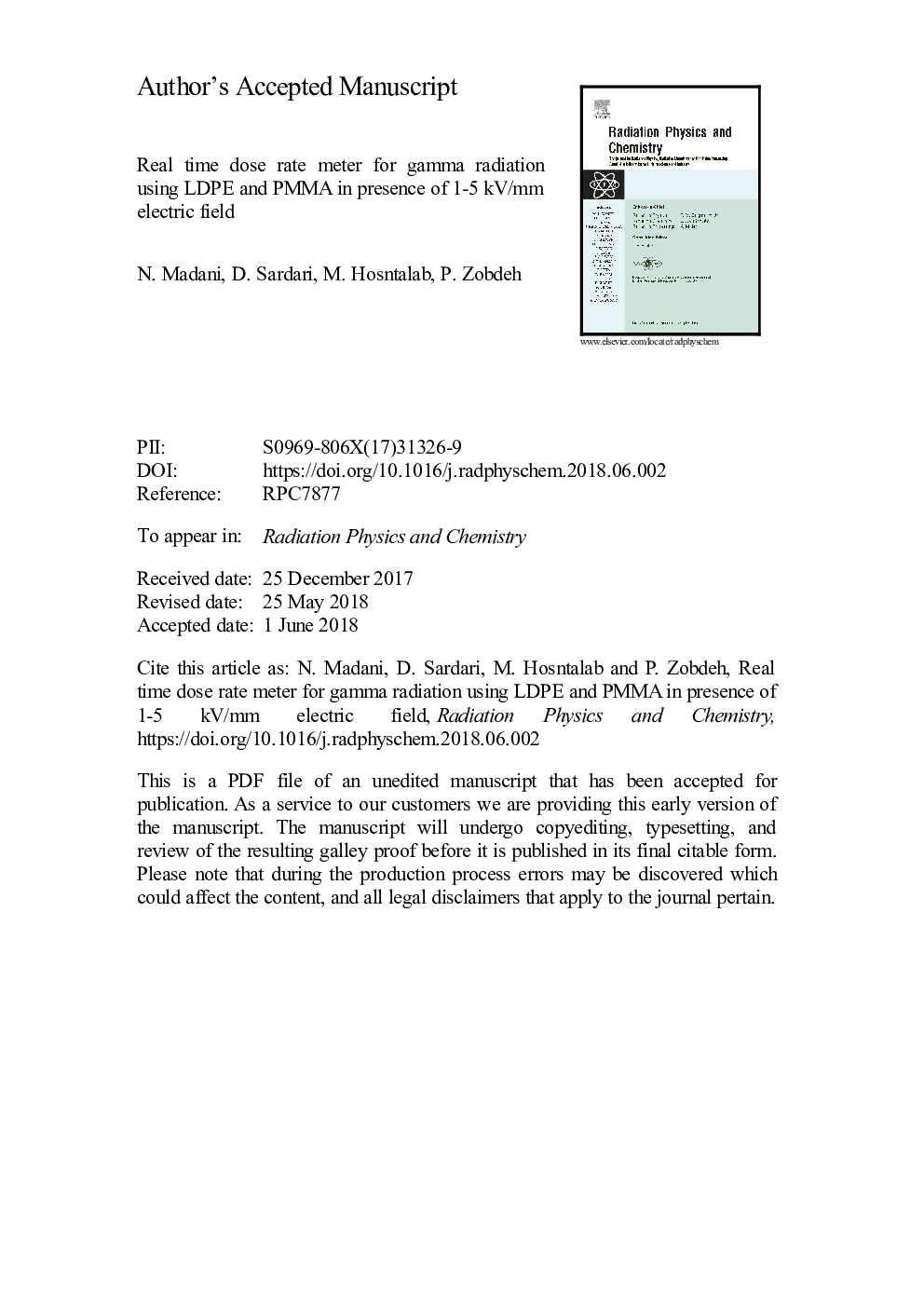 Real time dose rate meter for gamma radiation using LDPE and PMMA in presence of 1-5â¯kV/mm electric field