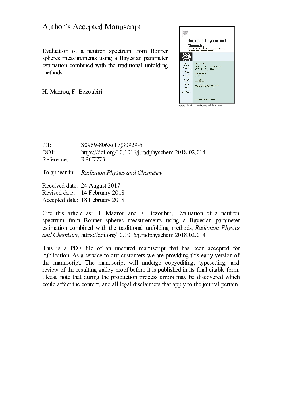 Evaluation of a neutron spectrum from Bonner spheres measurements using a Bayesian parameter estimation combined with the traditional unfolding methods