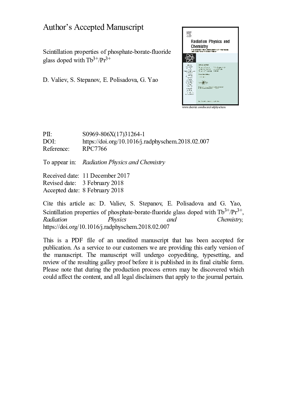 Scintillation properties of phosphate-borate-fluoride glass doped with Tb3+/Pr3+