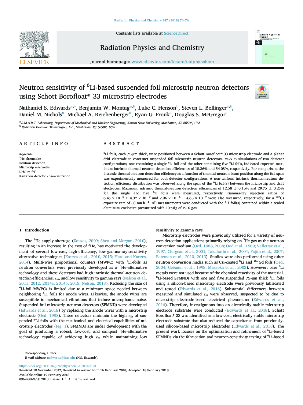 Neutron sensitivity of 6Li-based suspended foil microstrip neutron detectors using Schott Borofloat® 33 microstrip electrodes