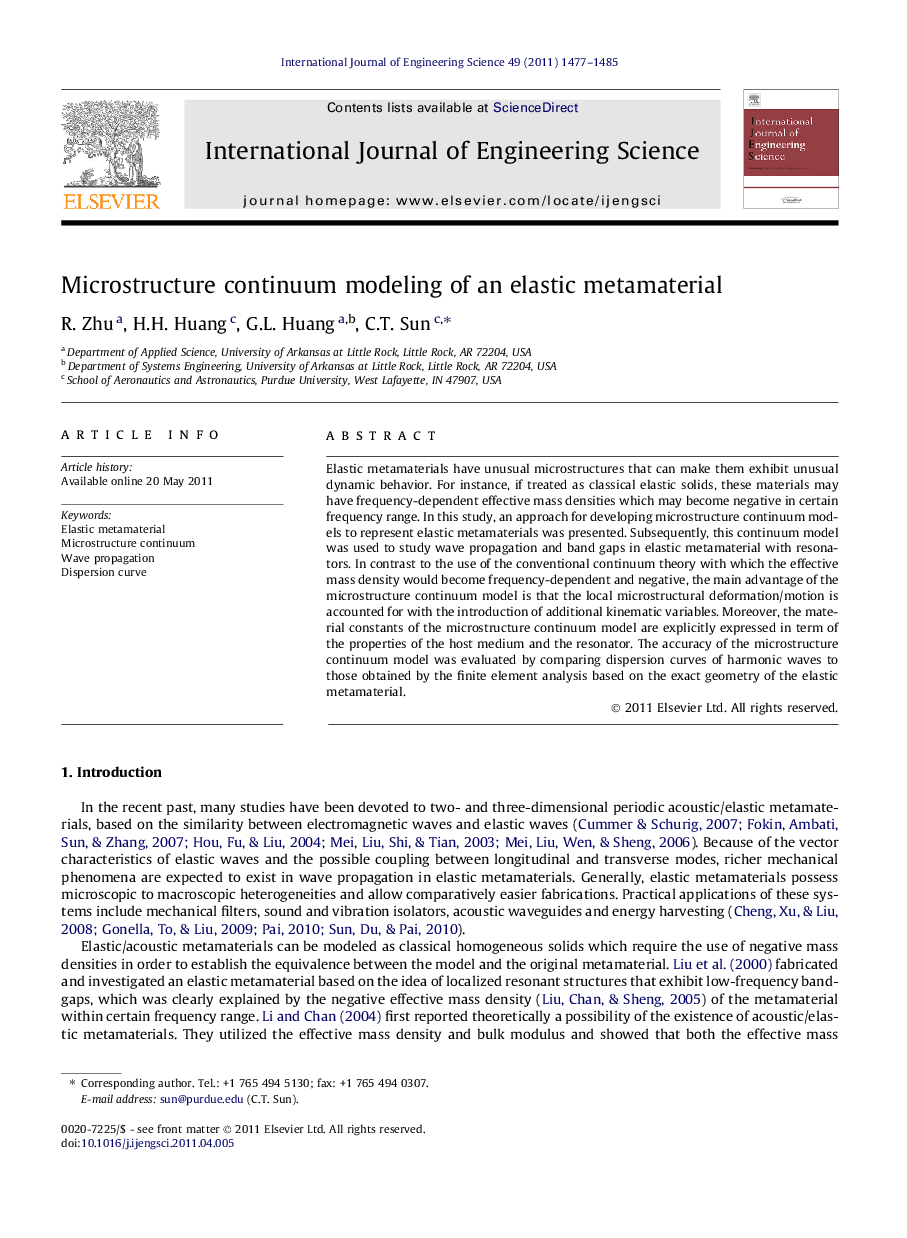 Microstructure continuum modeling of an elastic metamaterial