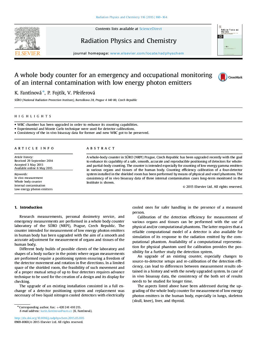 A whole body counter for an emergency and occupational monitoring of an internal contamination with low energy photon emitters