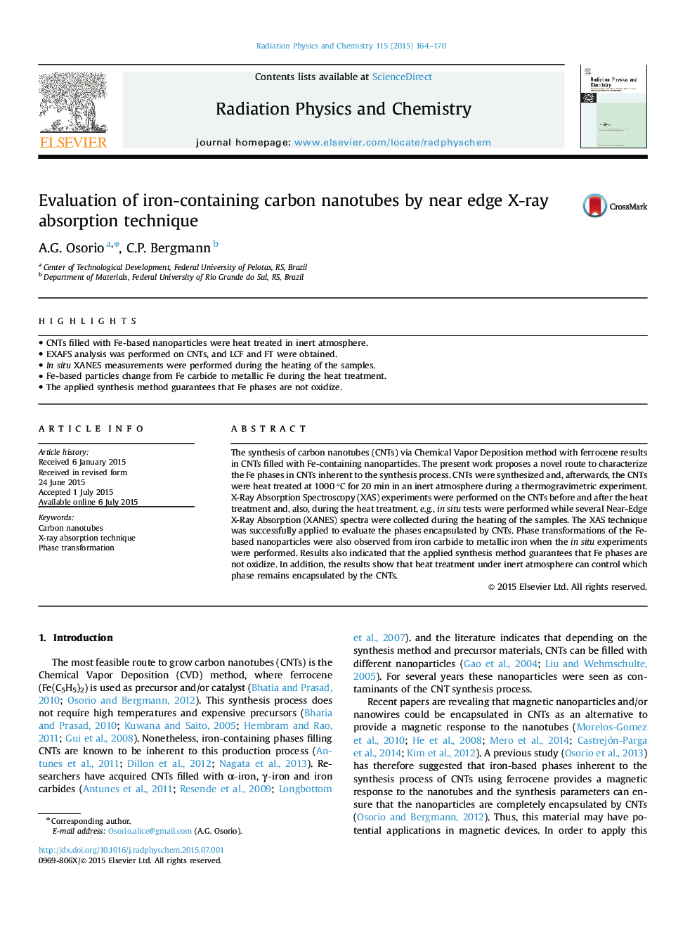 Evaluation of iron-containing carbon nanotubes by near edge X-ray absorption technique