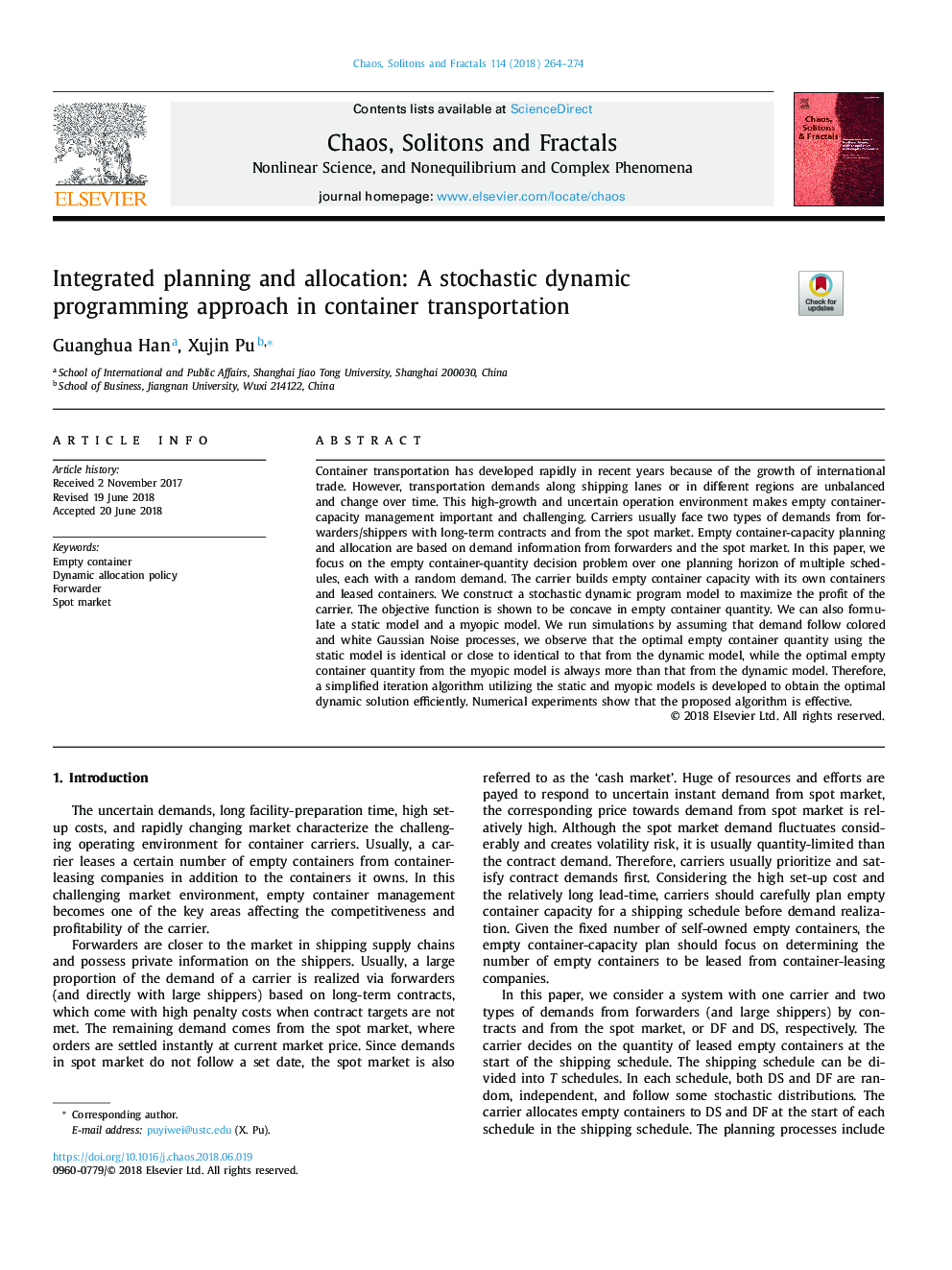 Integrated planning and allocation: A stochastic dynamic programming approach in container transportation