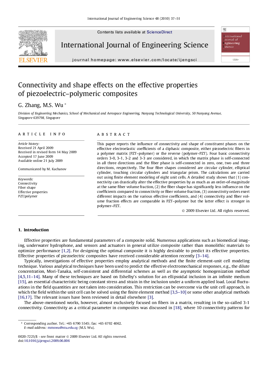 Connectivity and shape effects on the effective properties of piezoelectric–polymeric composites