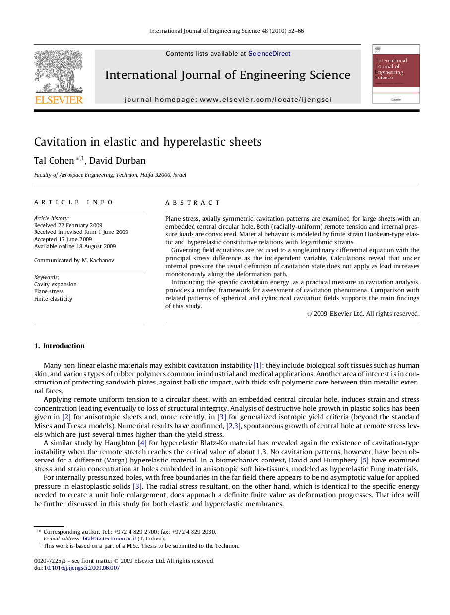 Cavitation in elastic and hyperelastic sheets