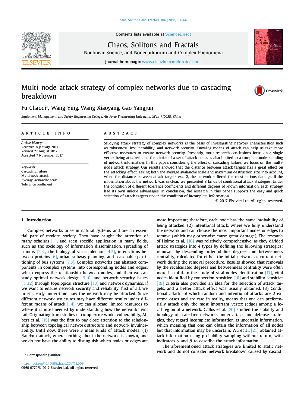 Multi-node attack strategy of complex networks due to cascading breakdown