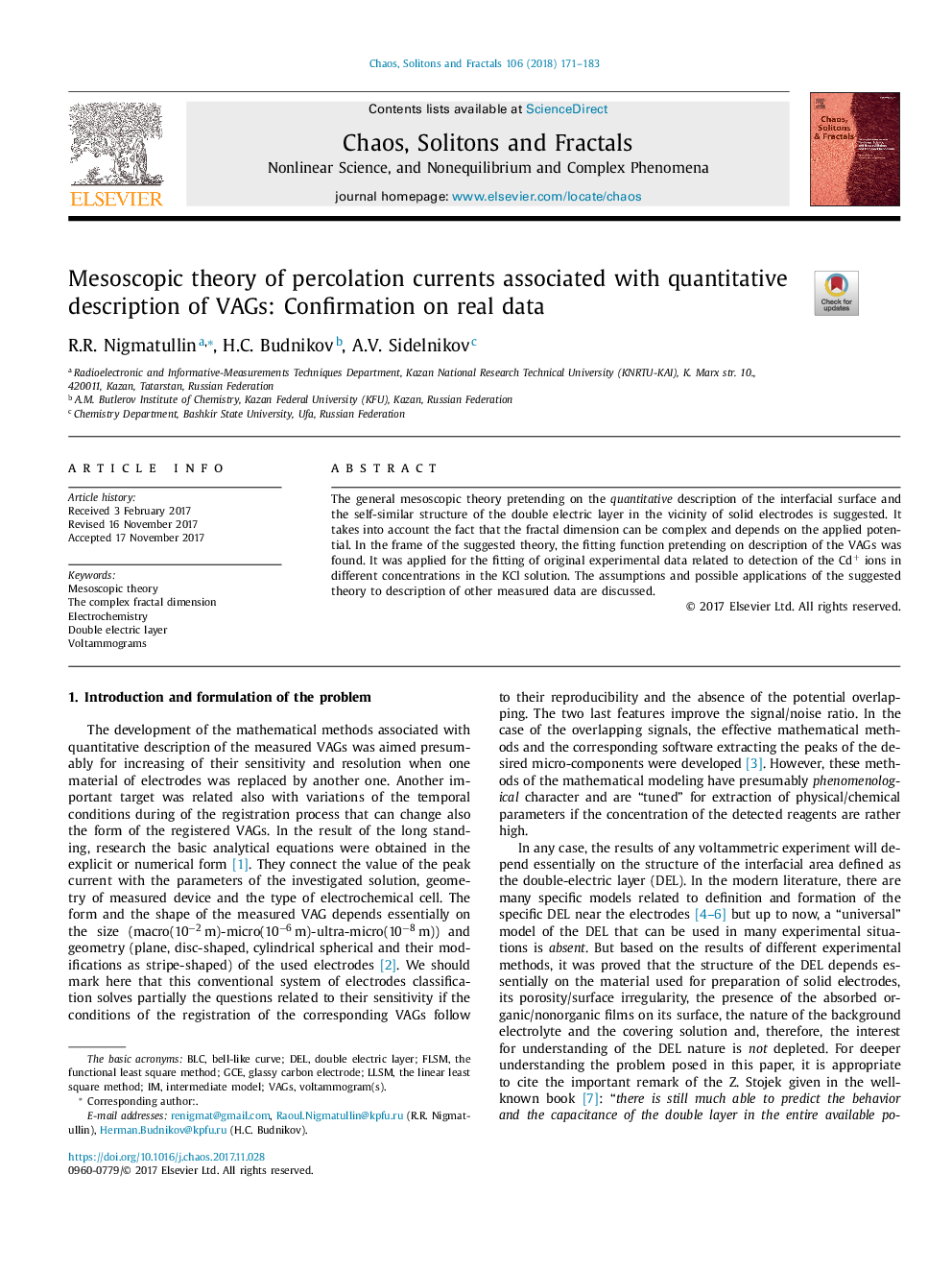 Mesoscopic theory of percolation currents associated with quantitative description of VAGs: Confirmation on real data