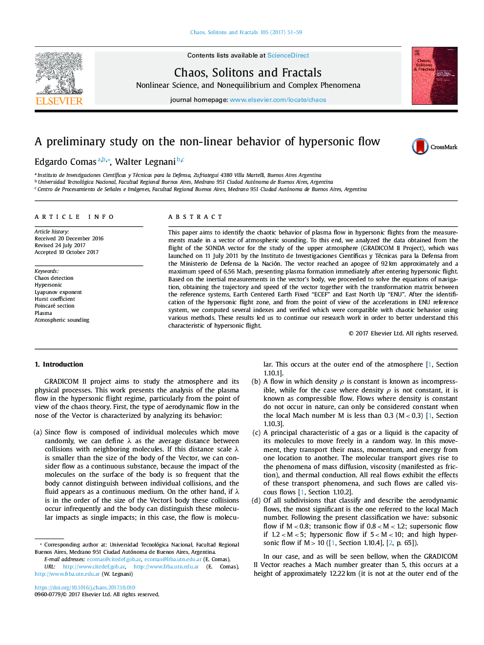 A preliminary study on the non-linear behavior of hypersonic flow
