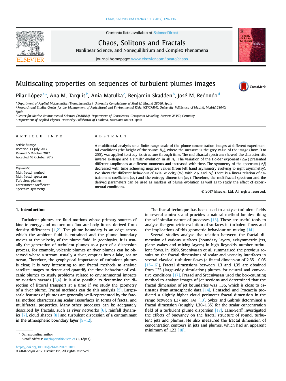 Multiscaling properties on sequences of turbulent plumes images