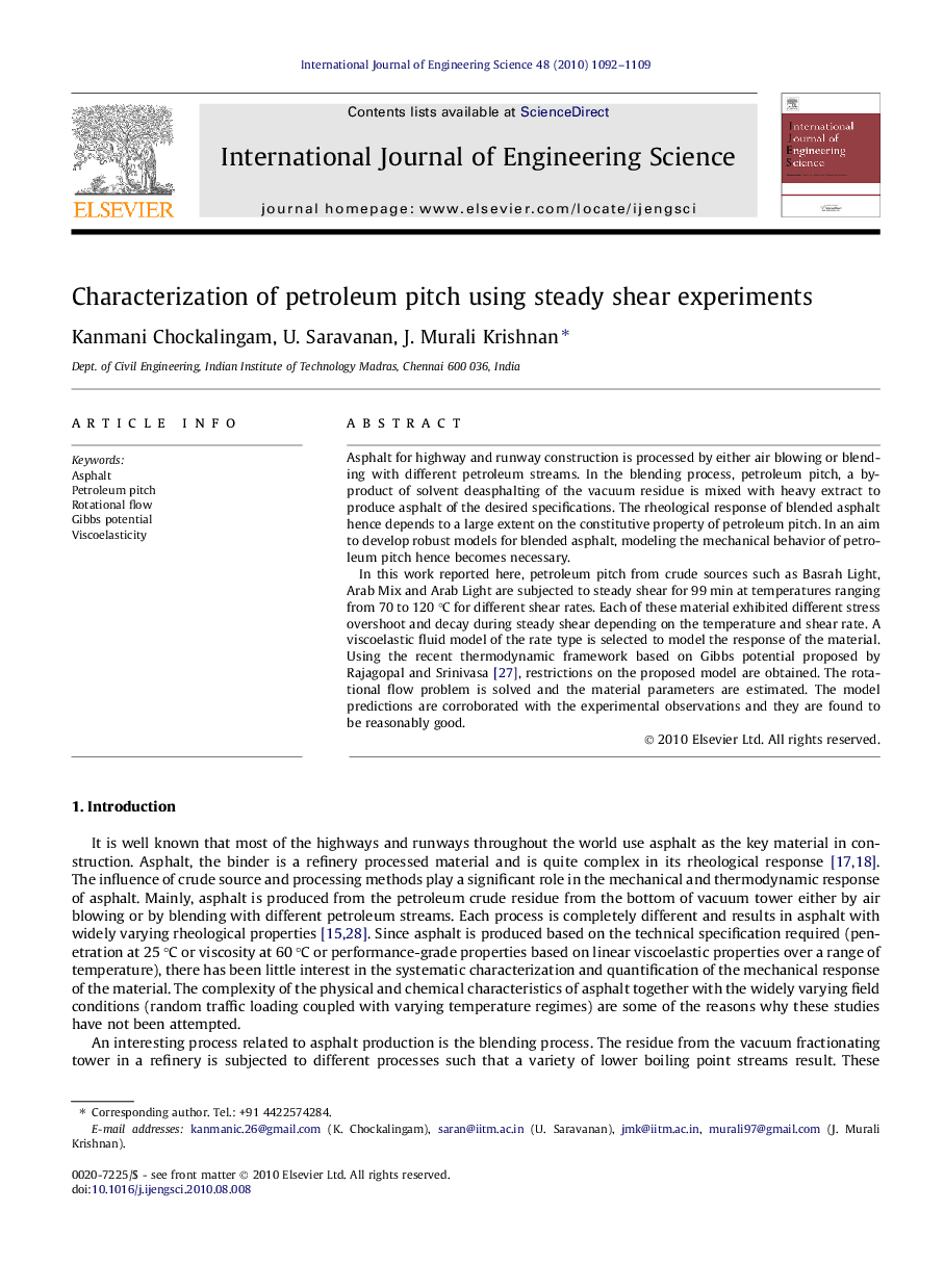 Characterization of petroleum pitch using steady shear experiments