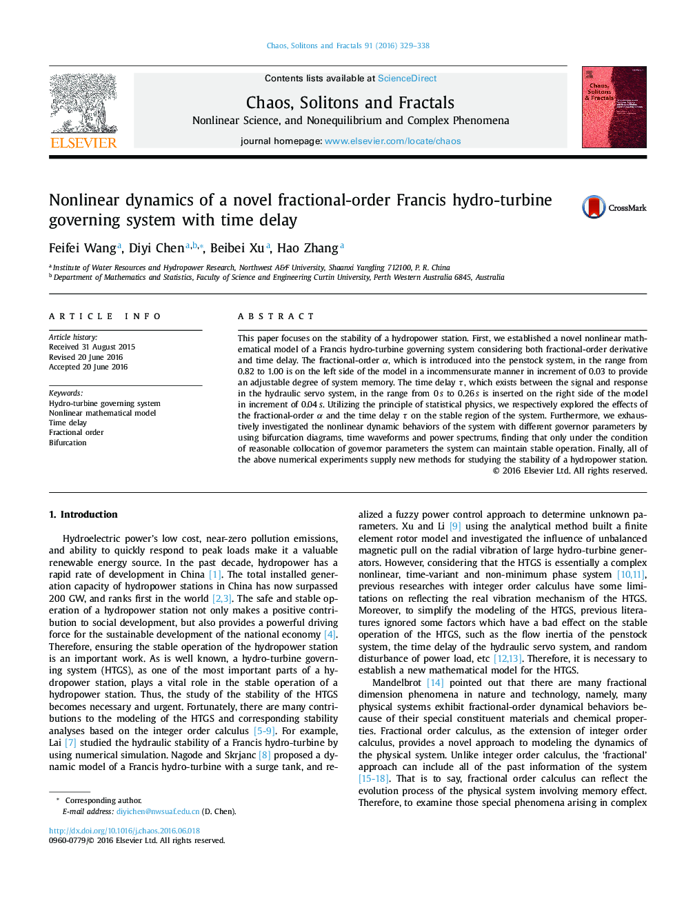 Nonlinear dynamics of a novel fractional-order Francis hydro-turbine governing system with time delay