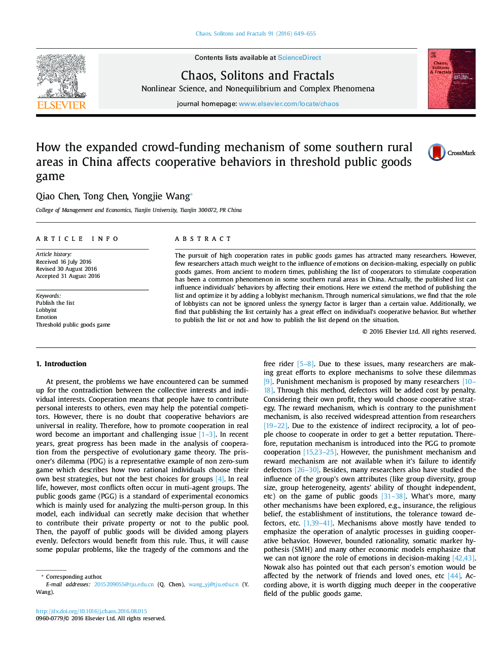 How the expanded crowd-funding mechanism of some southern rural areas in China affects cooperative behaviors in threshold public goods game