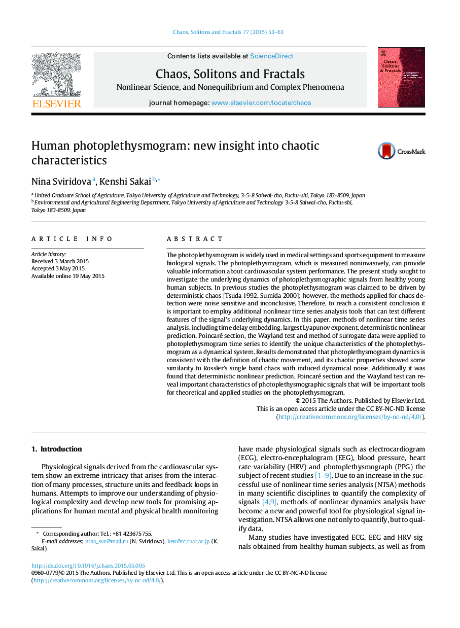 Human photoplethysmogram: new insight into chaotic characteristics