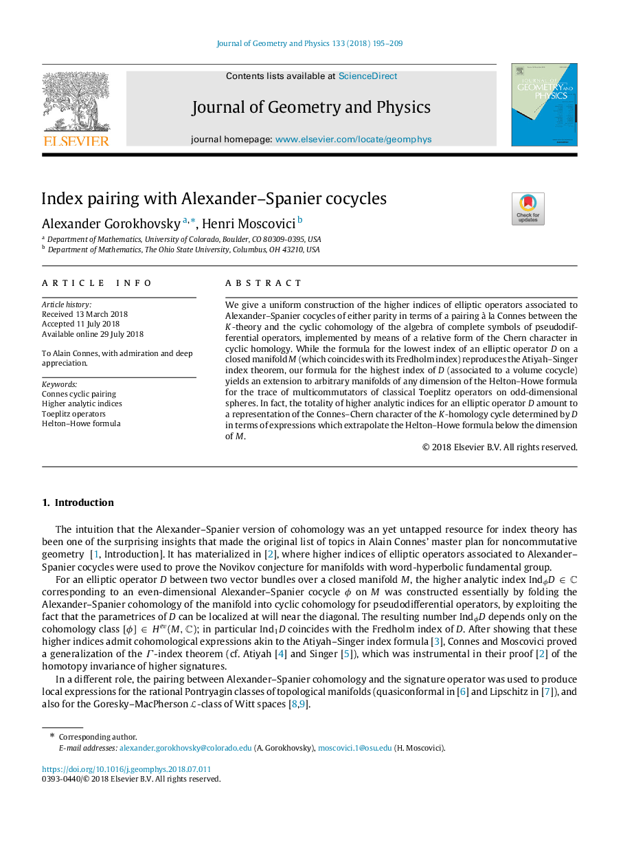 Index pairing with Alexander-Spanier cocycles