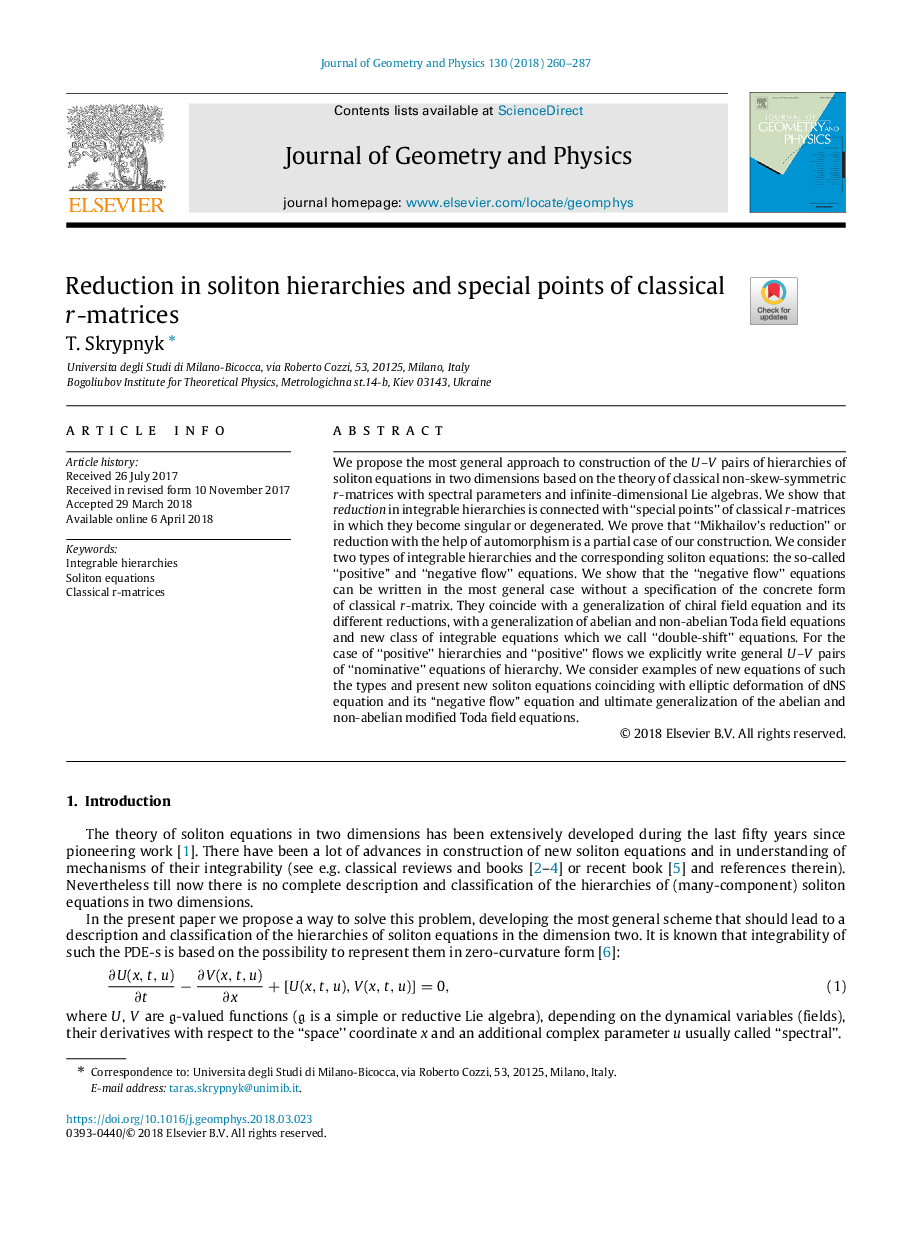 Reduction in soliton hierarchies and special points of classical r-matrices