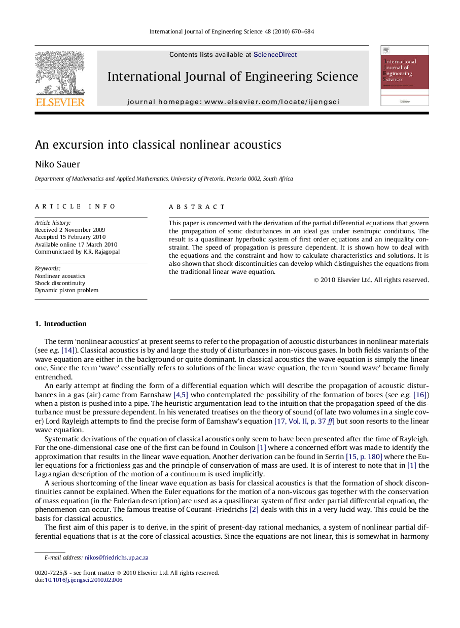 An excursion into classical nonlinear acoustics