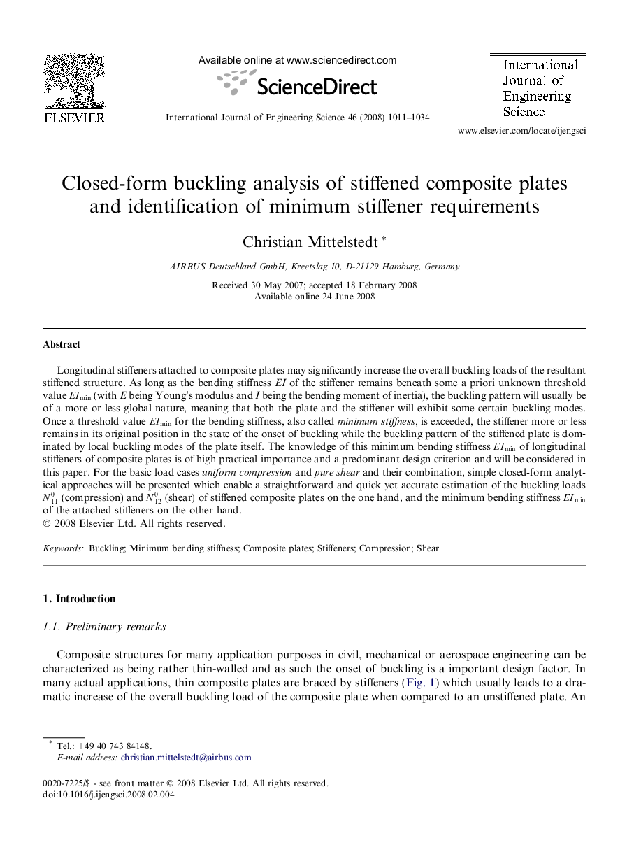 Closed-form buckling analysis of stiffened composite plates and identification of minimum stiffener requirements