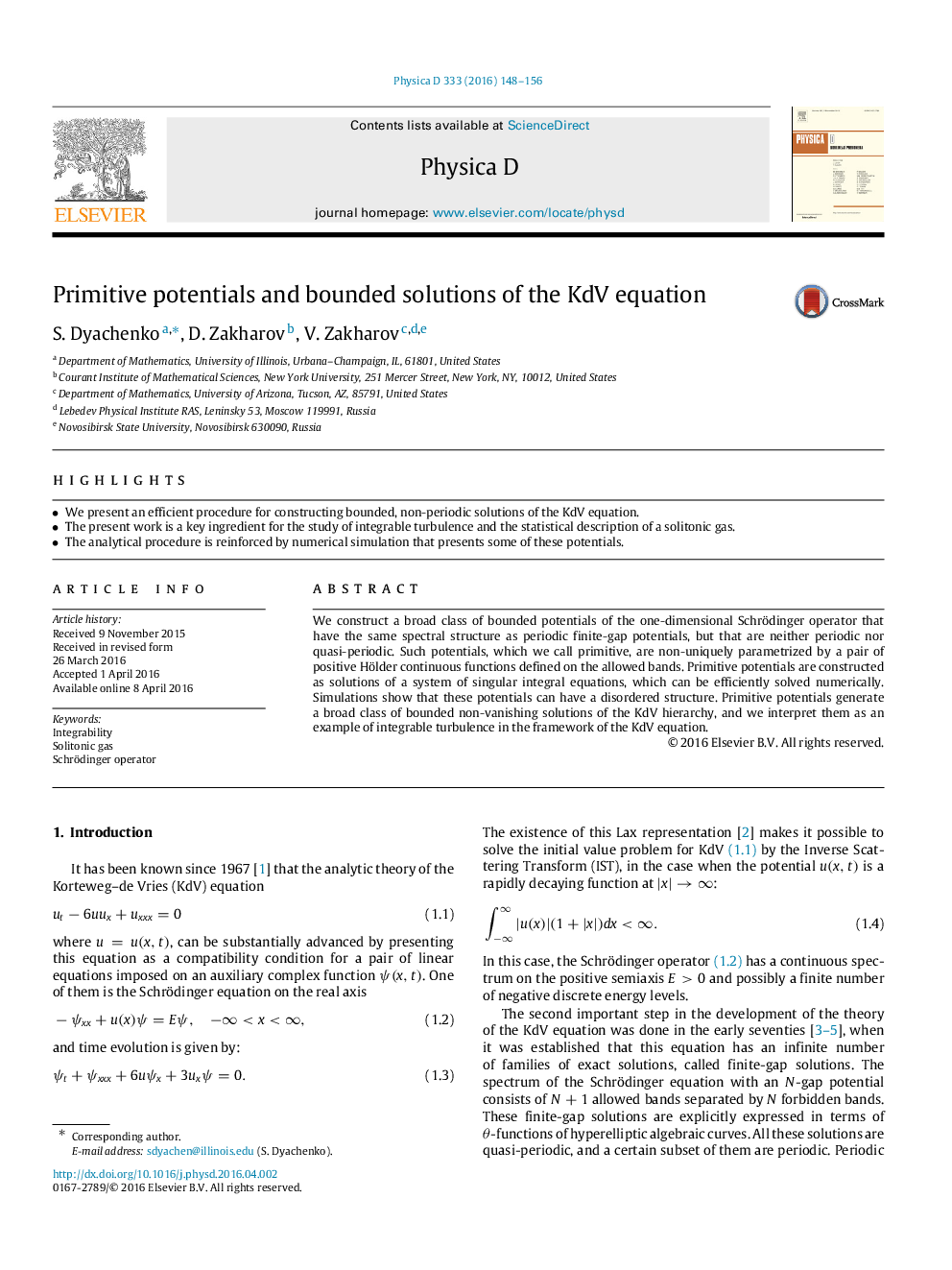 Primitive potentials and bounded solutions of the KdV equation