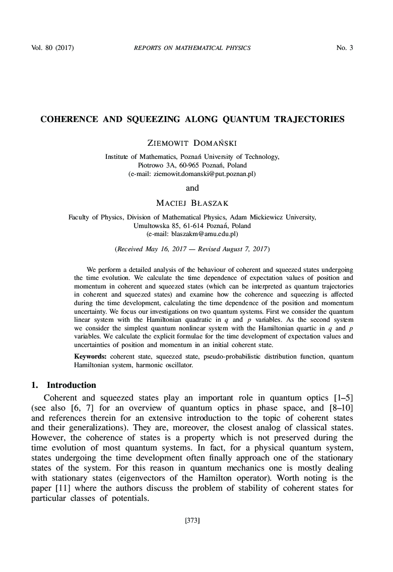 Coherence and squeezing along quantum trajectories