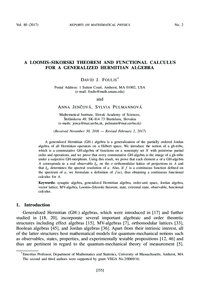 A Loomis-Sikorski theorem and functional calculus for a generalized Hermitian algebra