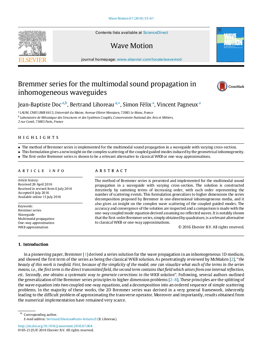 Bremmer series for the multimodal sound propagation in inhomogeneous waveguides