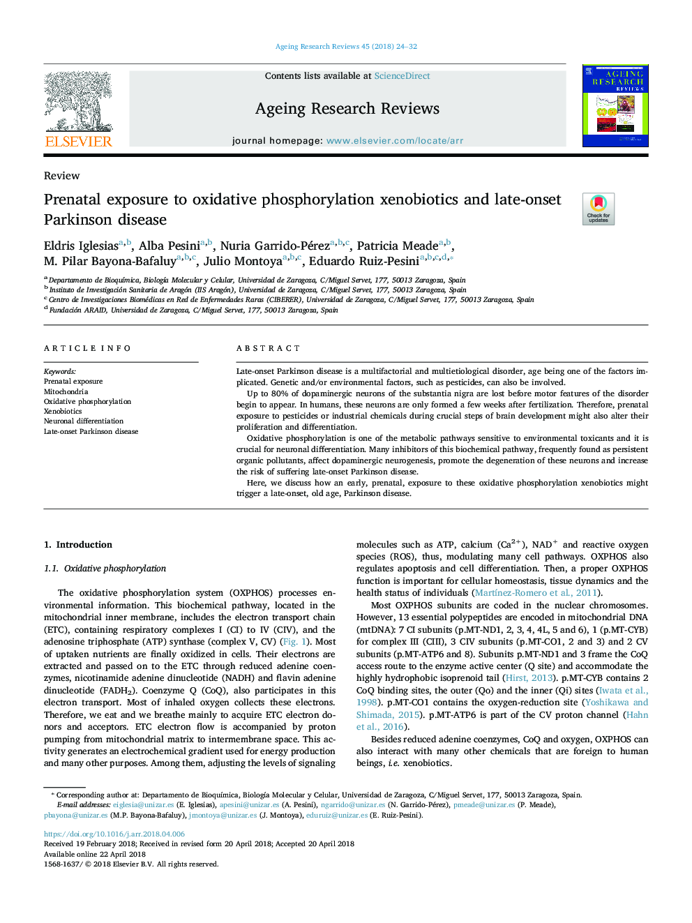 عکس صفحه اول مقاله: Prenatal exposure to oxidative phosphorylation xenobiotics and late-onset Parkinson disease Prenatal exposure to oxidative phosphorylation xenobiotics and late-onset Parkinson disease