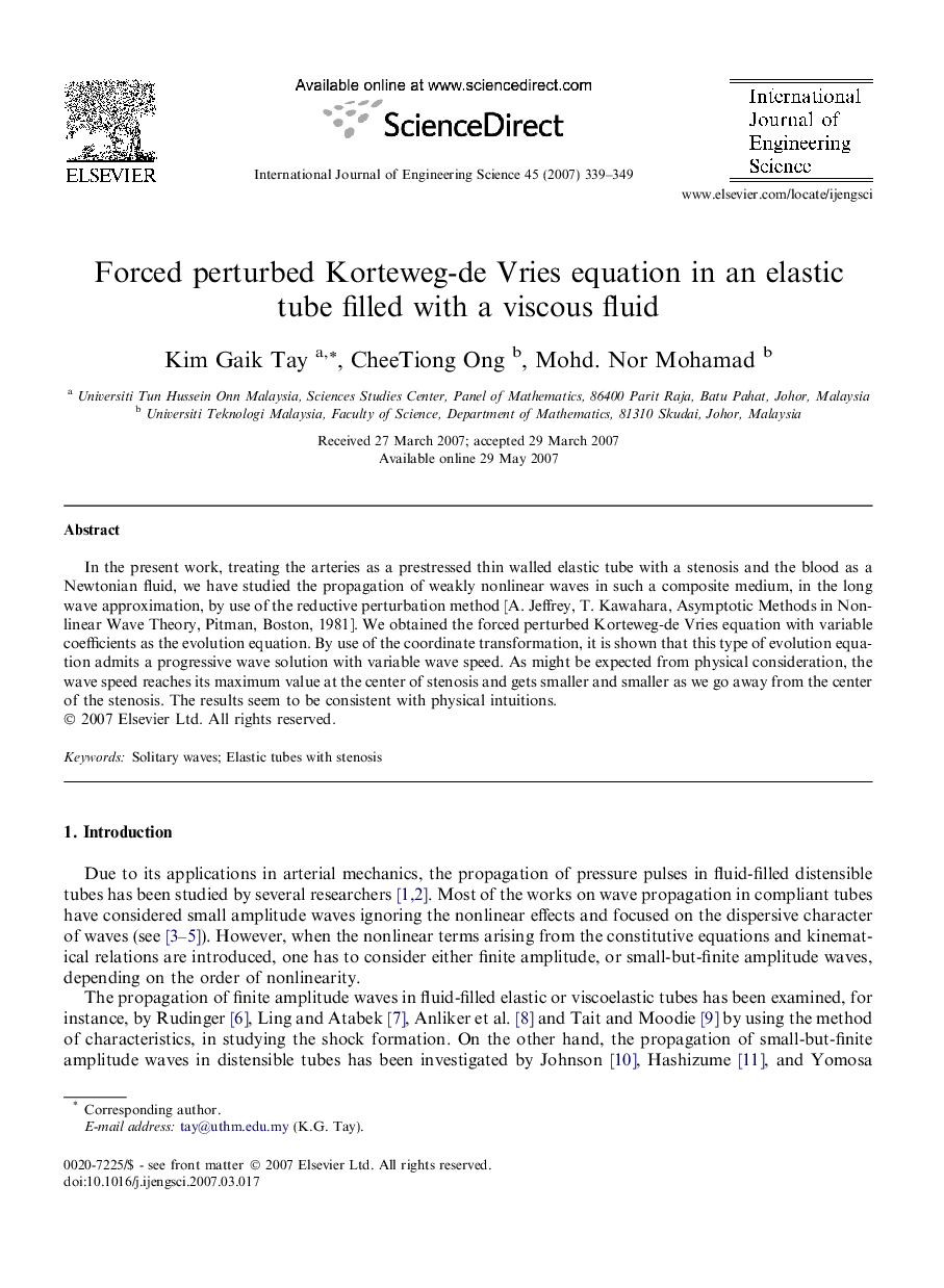 Forced perturbed Korteweg-de Vries equation in an elastic tube filled with a viscous fluid