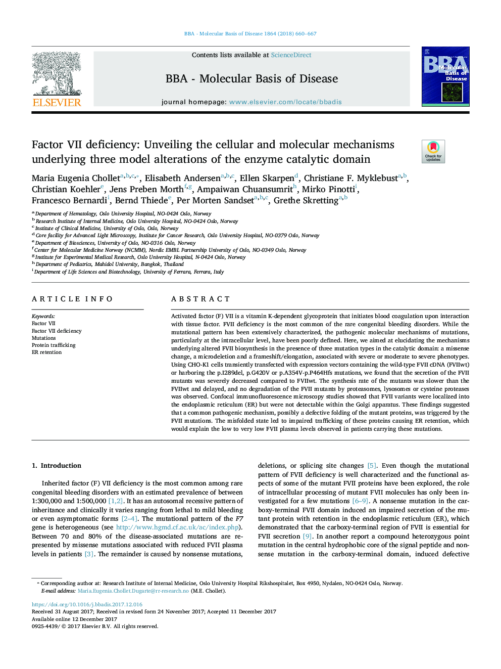 Factor VII deficiency: Unveiling the cellular and molecular mechanisms underlying three model alterations of the enzyme catalytic domain