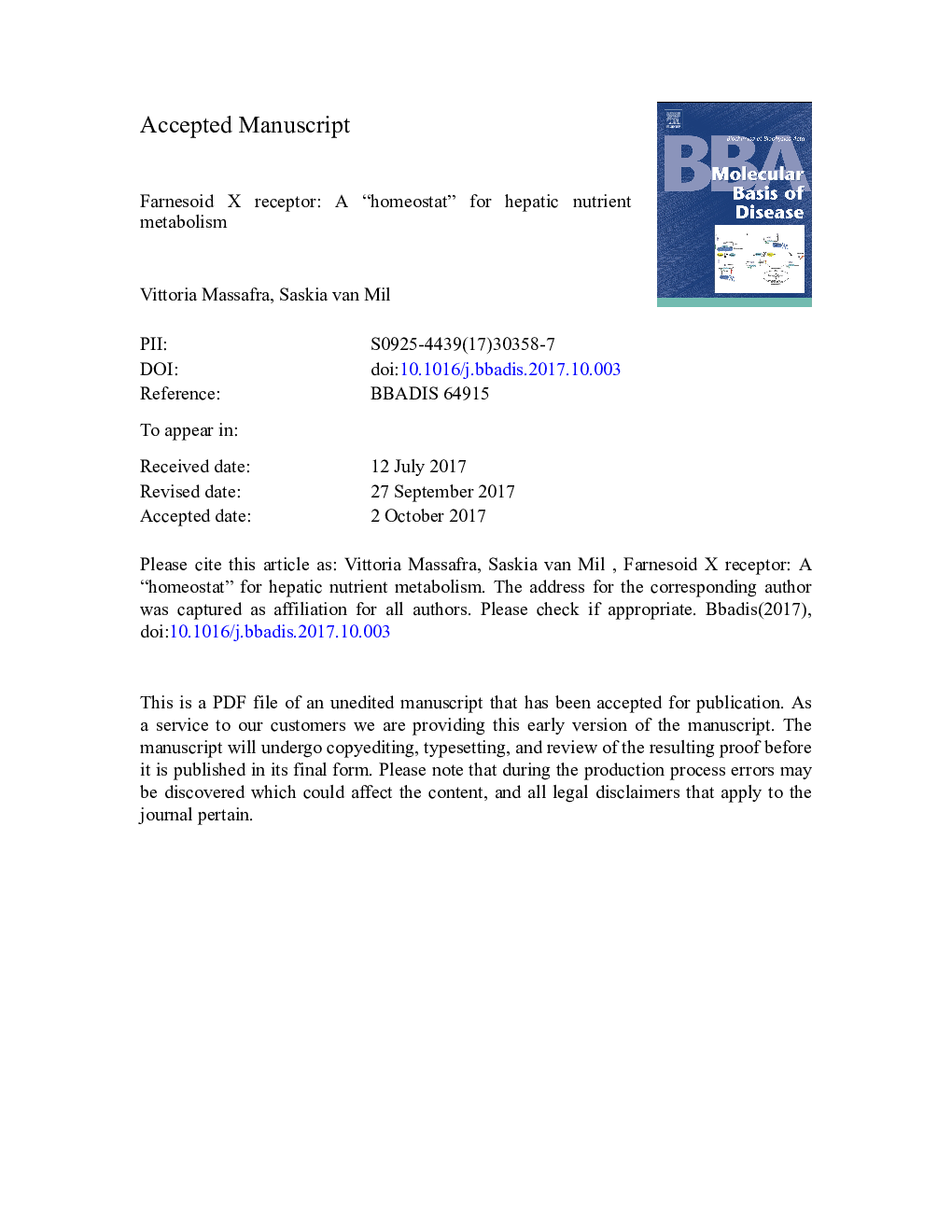 Farnesoid X receptor: A “homeostat” for hepatic nutrient metabolism